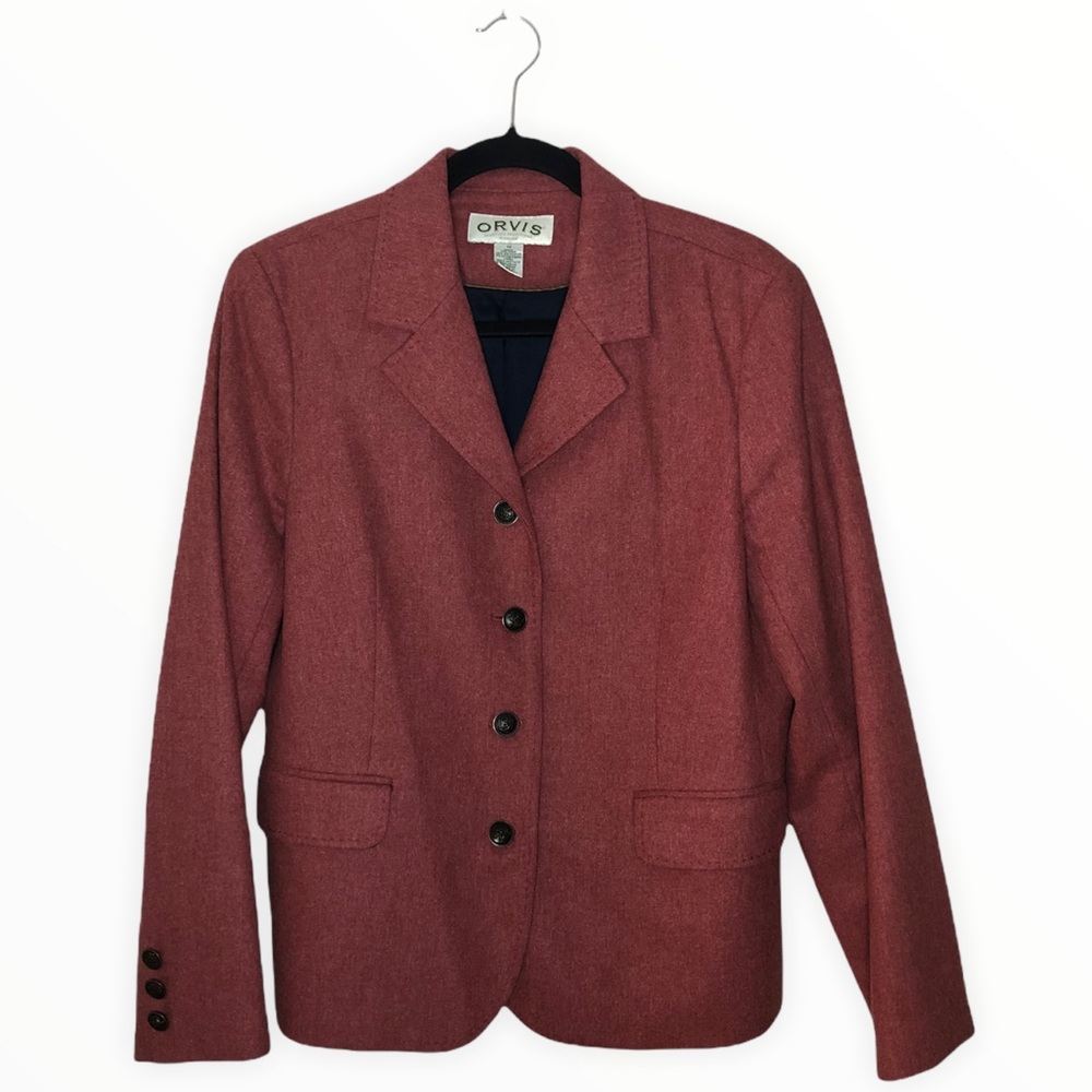 Orvis Light Red Button Down Blazer Jacket with Pockets Women's  Size 12